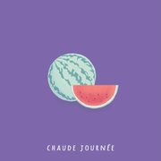 Carte Chaude journée, pastèque sur fond violet