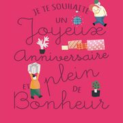 Carte lettering Je te souhaite un joyeux anniversaire et plein de bonheur